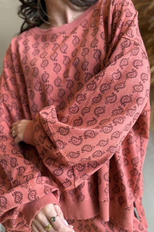 Indira Lantern Sleeve Sweatshirt Indian Red & Russet